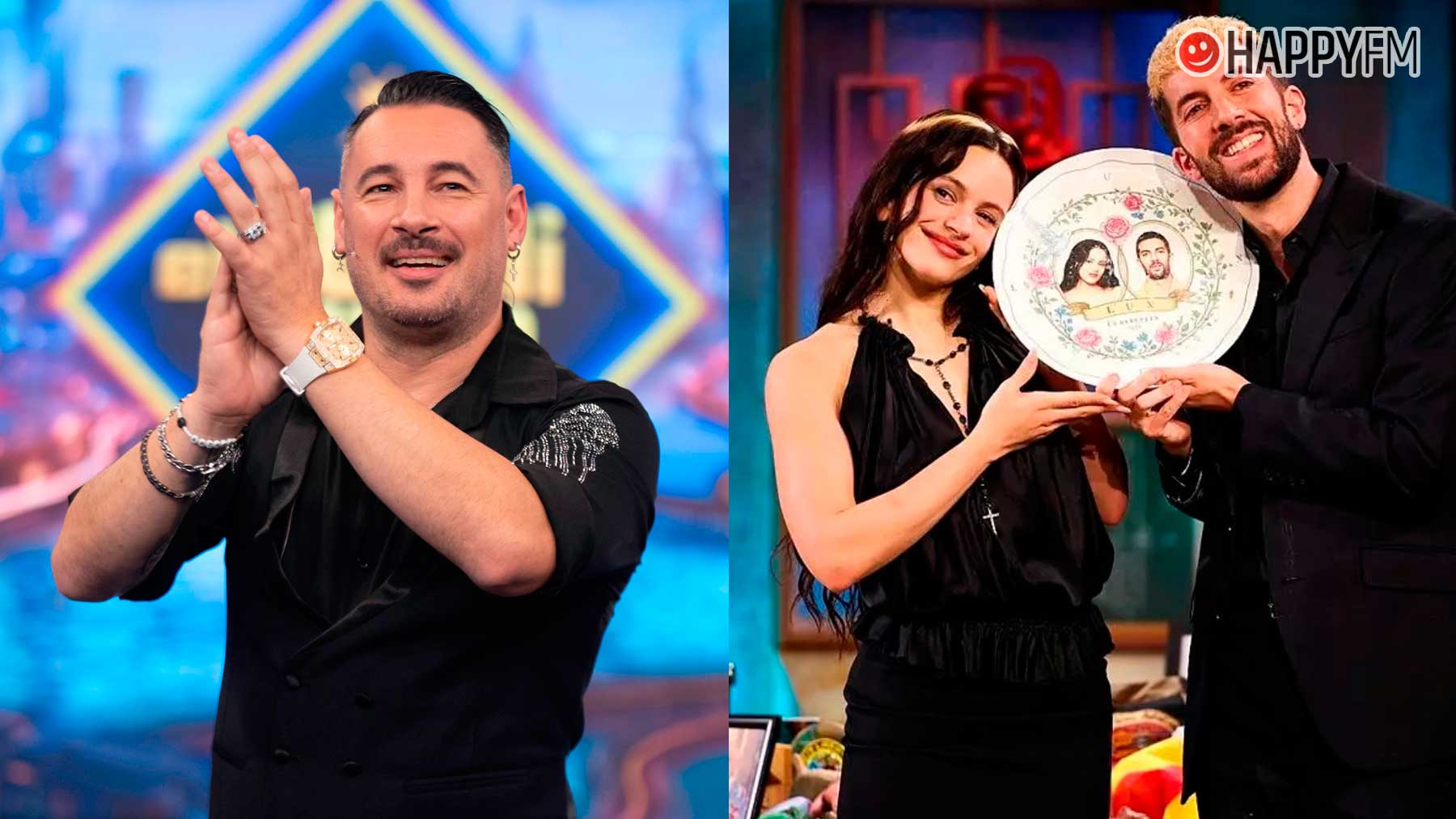 El cantante Andy y Rosalía junto a David Broncano (Atresmedia/RTVE).