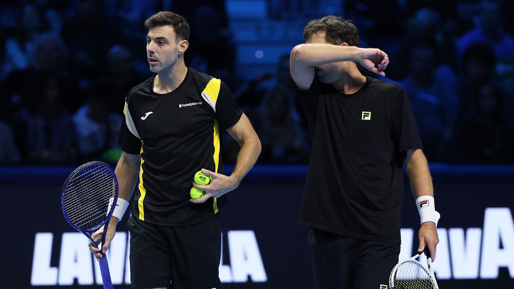 Granollers y Zeballos durante el partido contra la pareja italiana. (Getty)