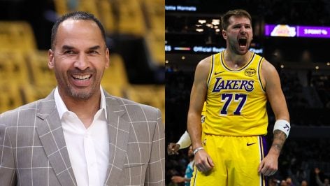 Nico Harrison y Luka Doncic. (Getty)