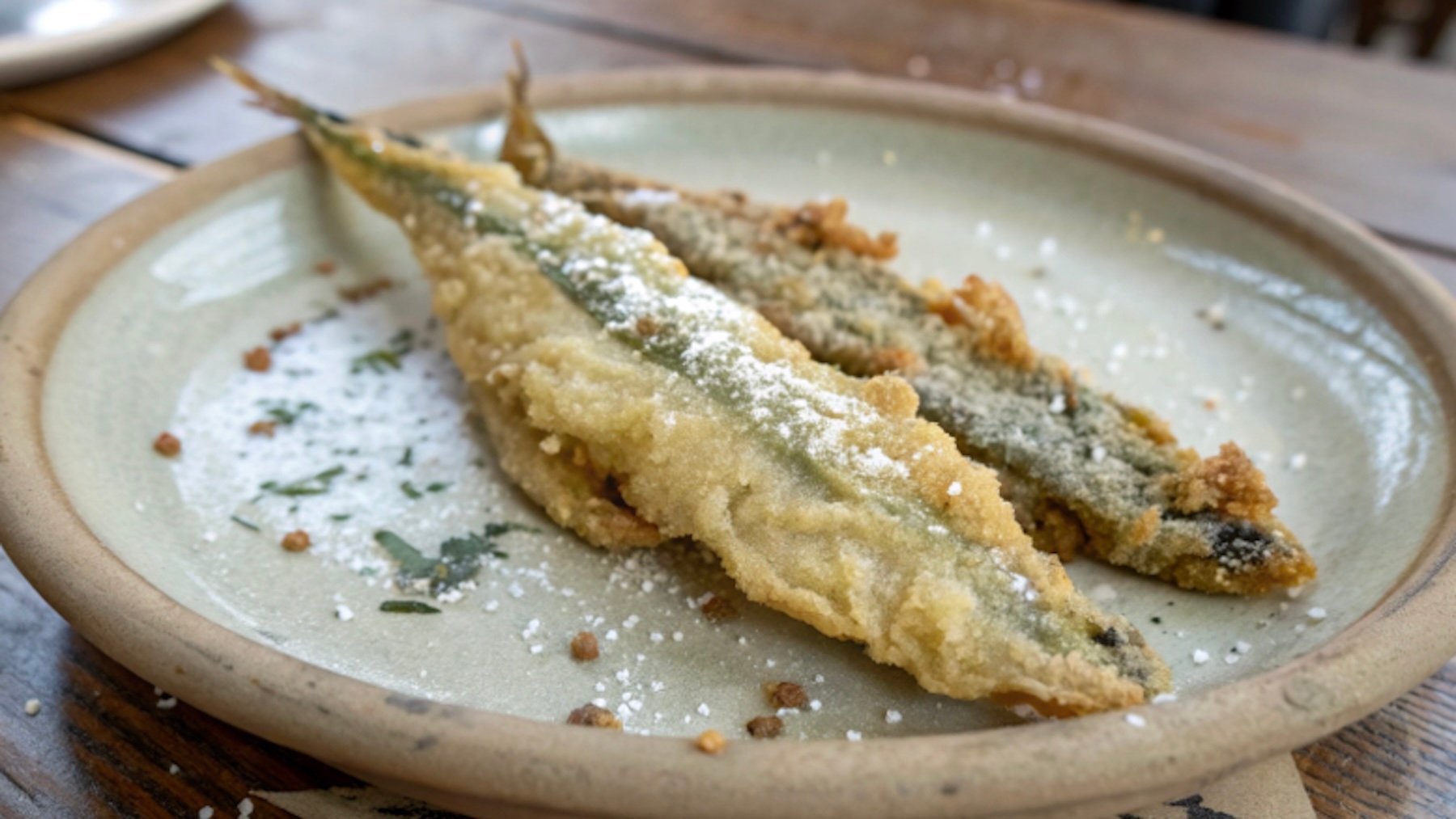 Recreación de una hoja silvestre frita.