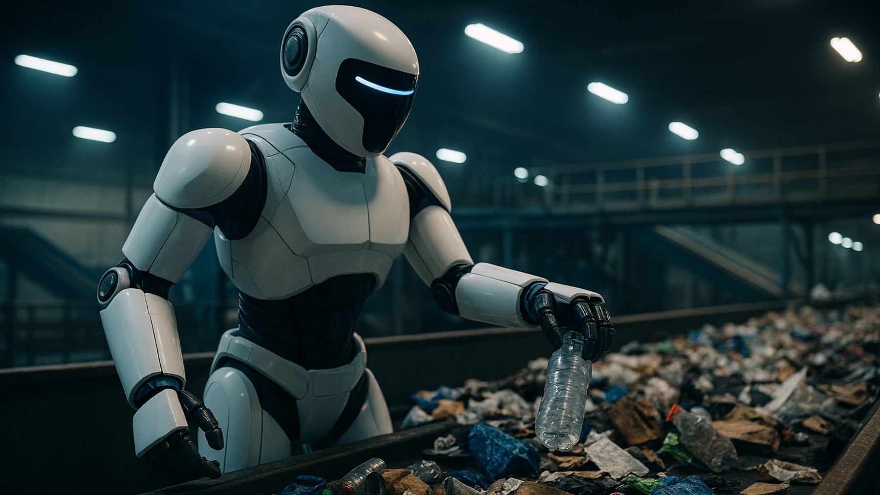 La combinación de inteligencia artificial y robótica puede ser clave para avanzar en el reciclaje de residuos. Generado por IA.