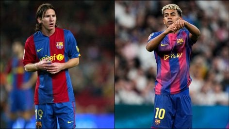 Leo Messi y Lamine Yamal.