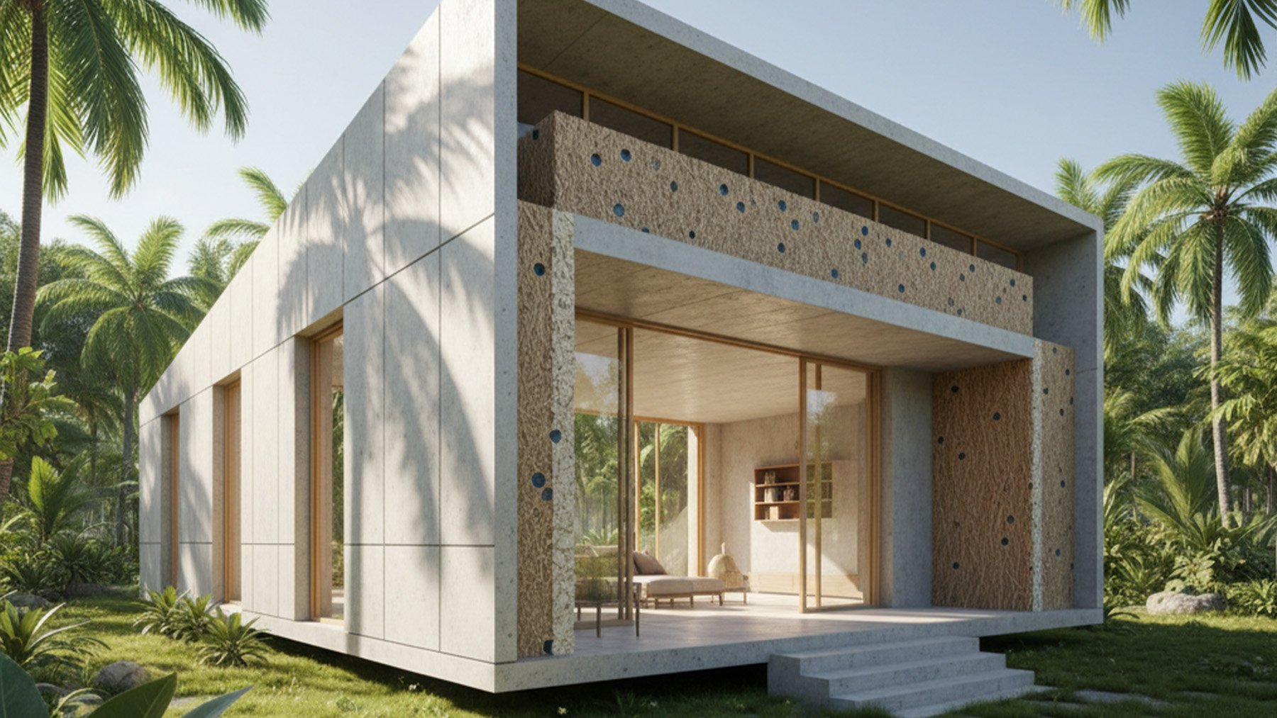 Casa moderna construida con paneles sostenibles. Foto: ilustración propia.