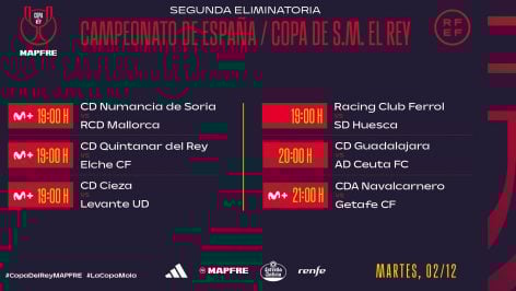 Horarios del martes 2 de diciembre.