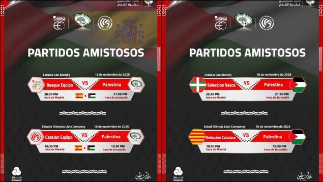 El anuncio de Palestina de los partidos contra Cataluña y País Vasco.