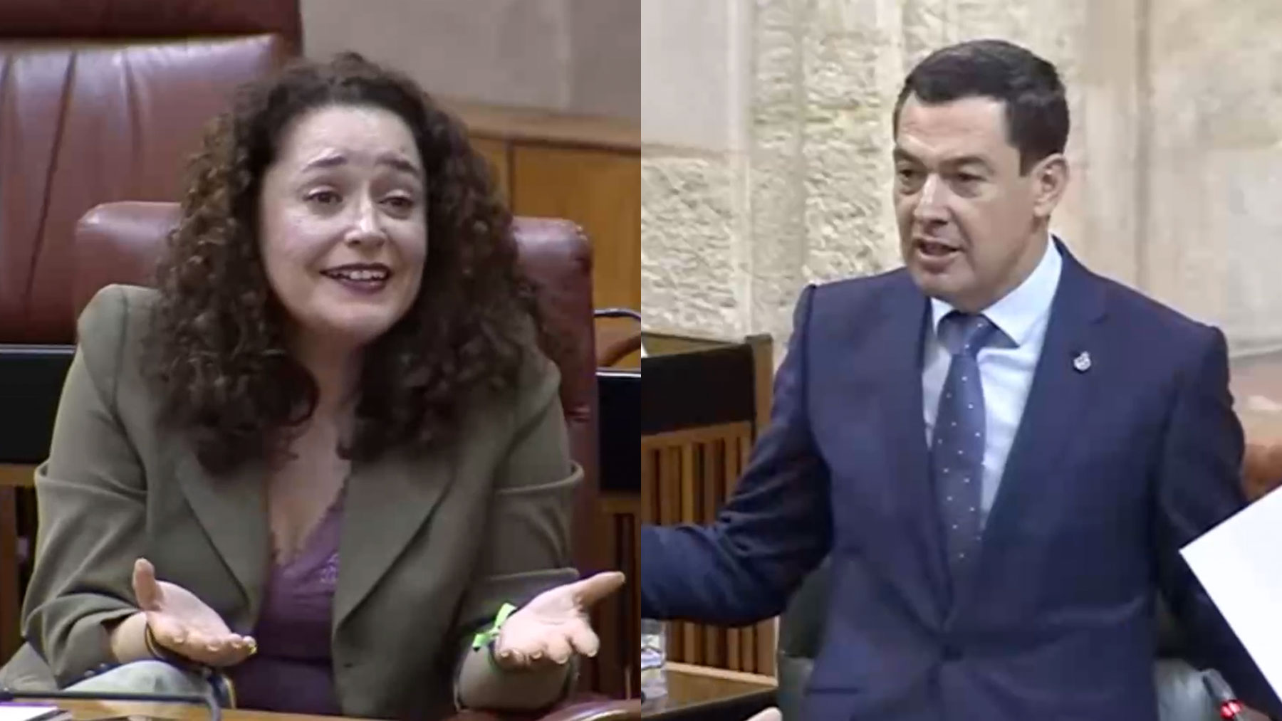 Inma Nieto (IU) y Juanma Moreno (PP).