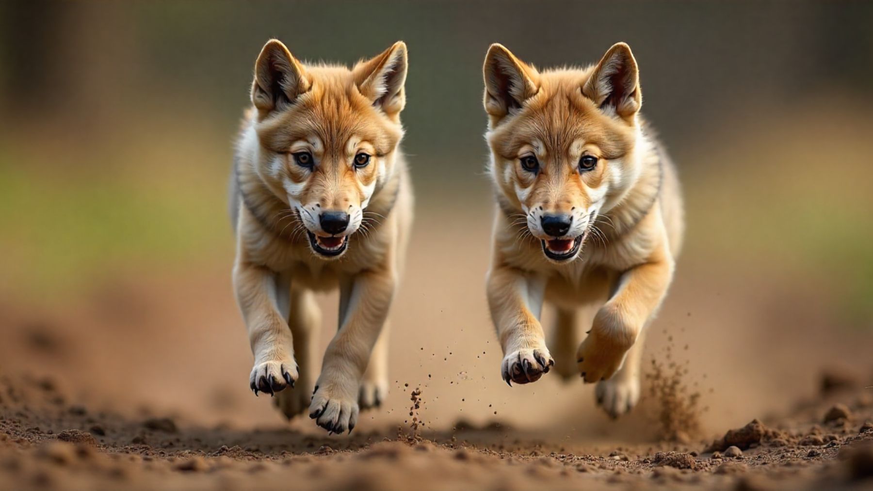 Recreación artística de cachorros de lobo.