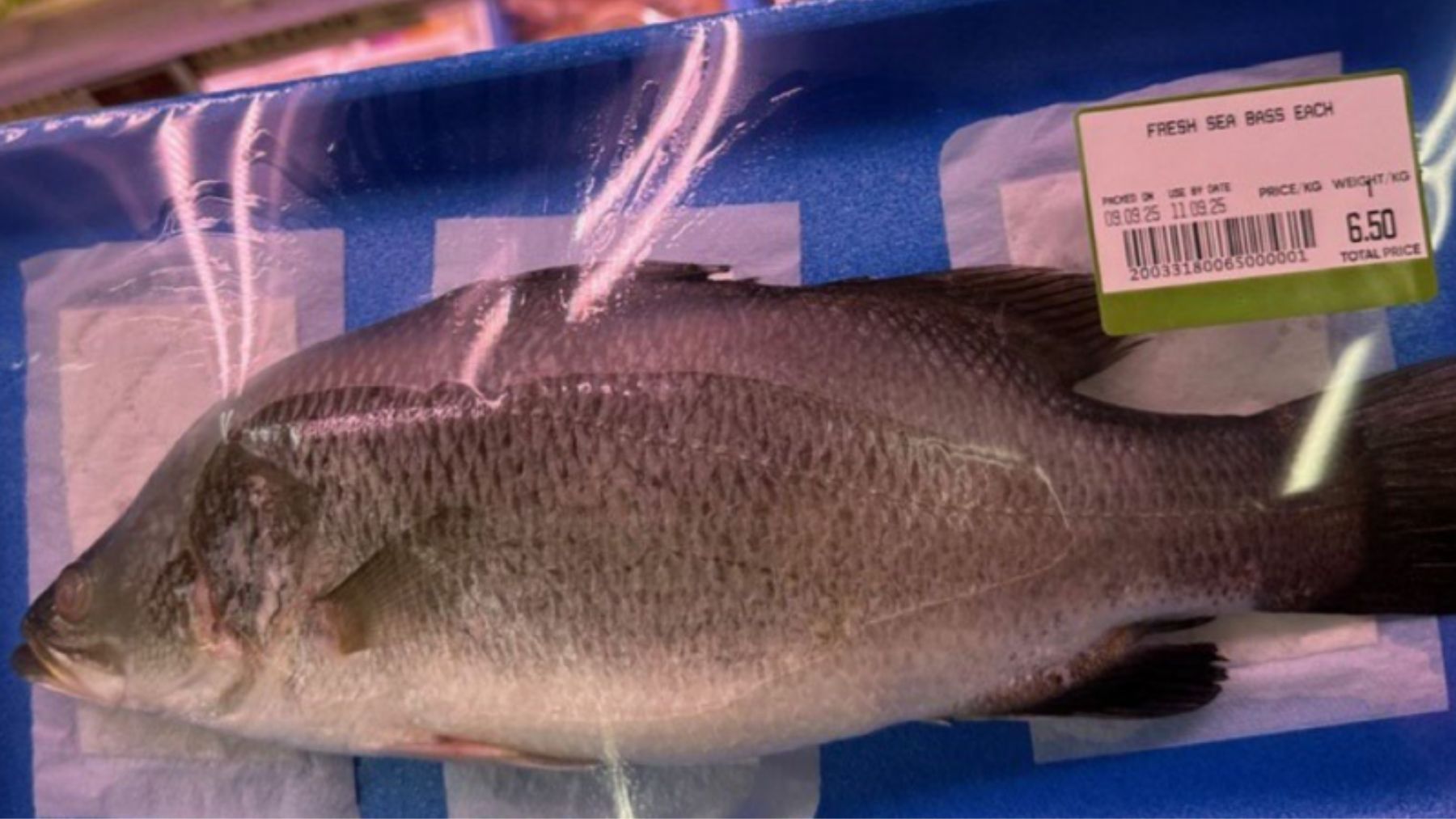 Una perca asiática etiquetada como lubina. Foto: FEAP