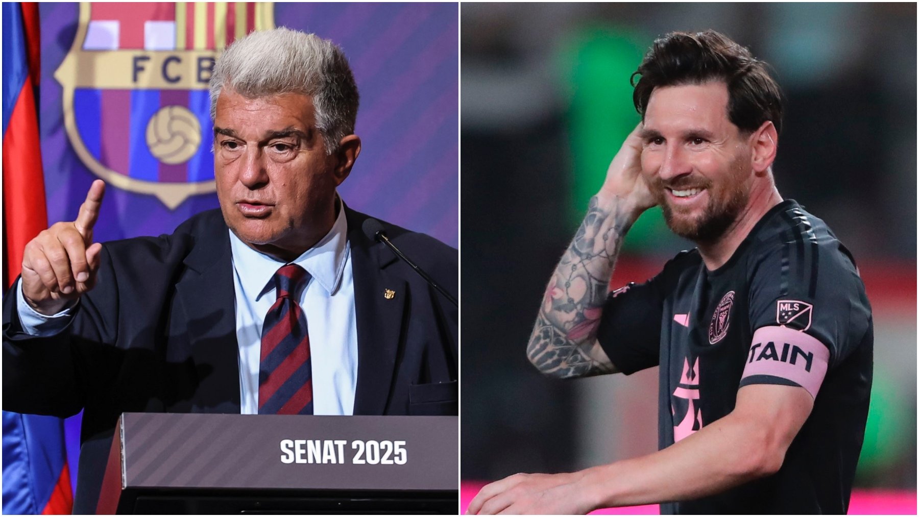 Joan Laporta y Leo Messi.