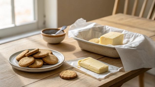 Galletas, merienda, mantequilla