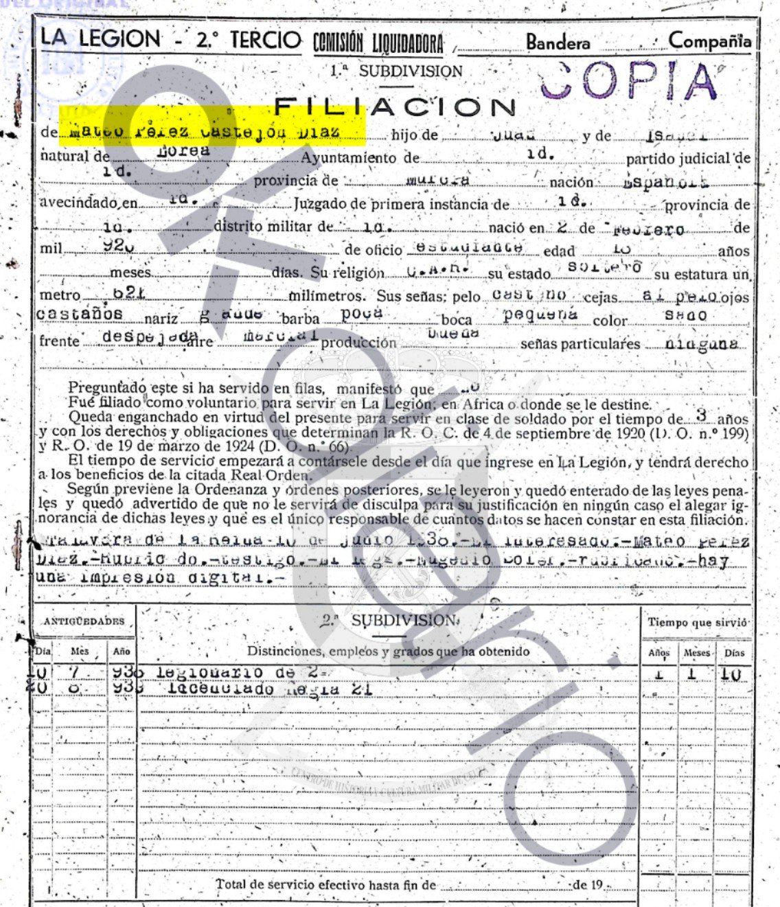 Sánchez abuelo, Franco