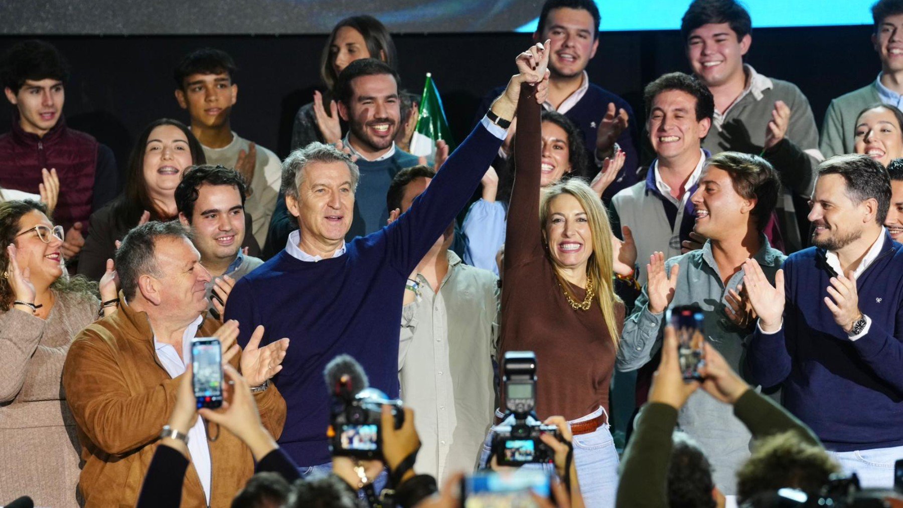 Feijóo y Guardiola en el acto de este domingo. (Foto: PP/David Mudarra)
