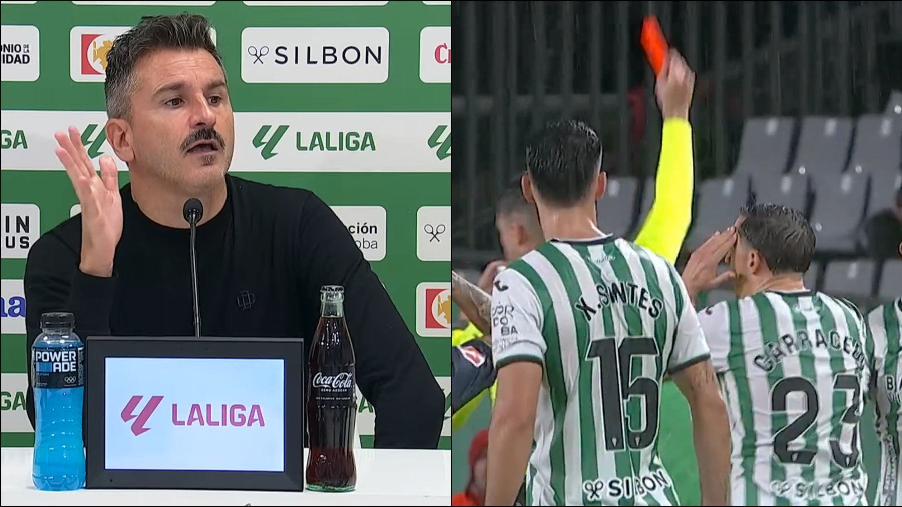 Iván Ania y el momento de la expulsión a un jugador del Córdoba.