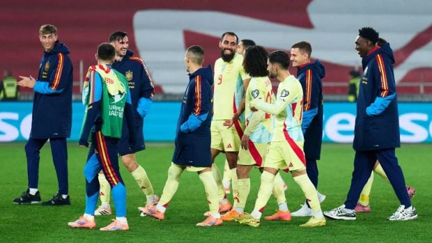 La selección española durante su último partido contra Georgia