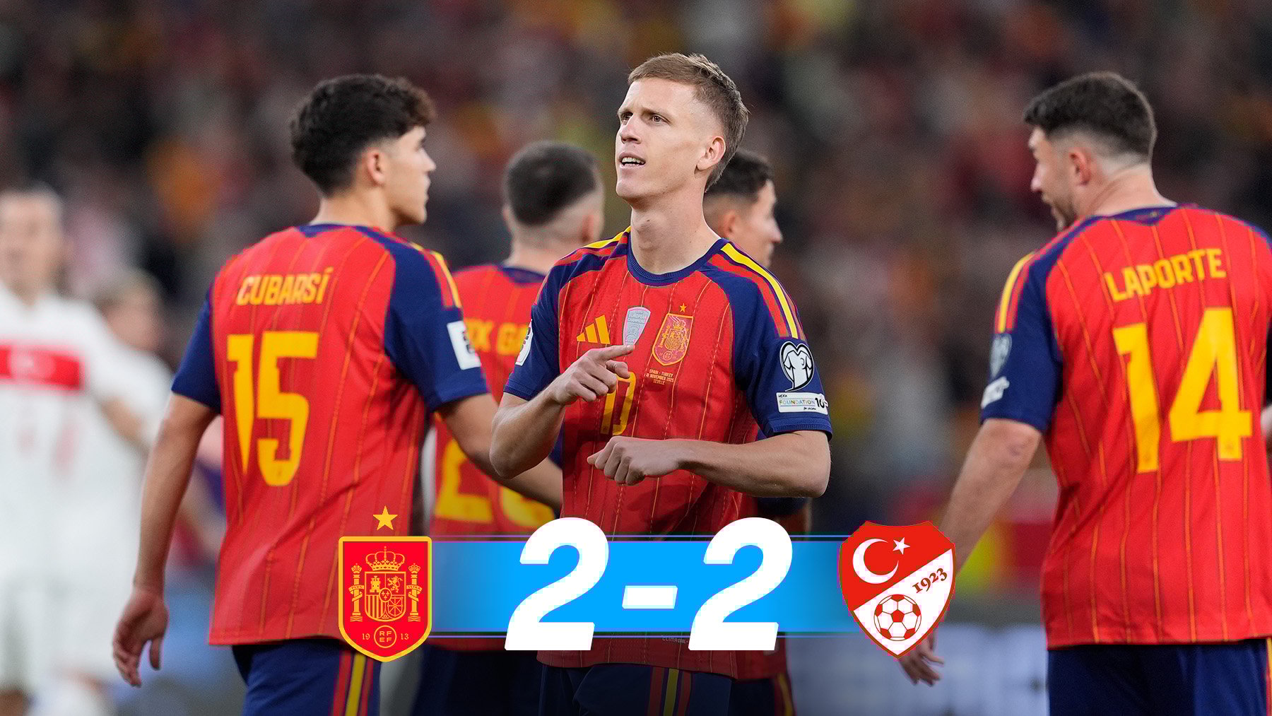 España empató a dos con Turquía y selló su pase al Mundial.