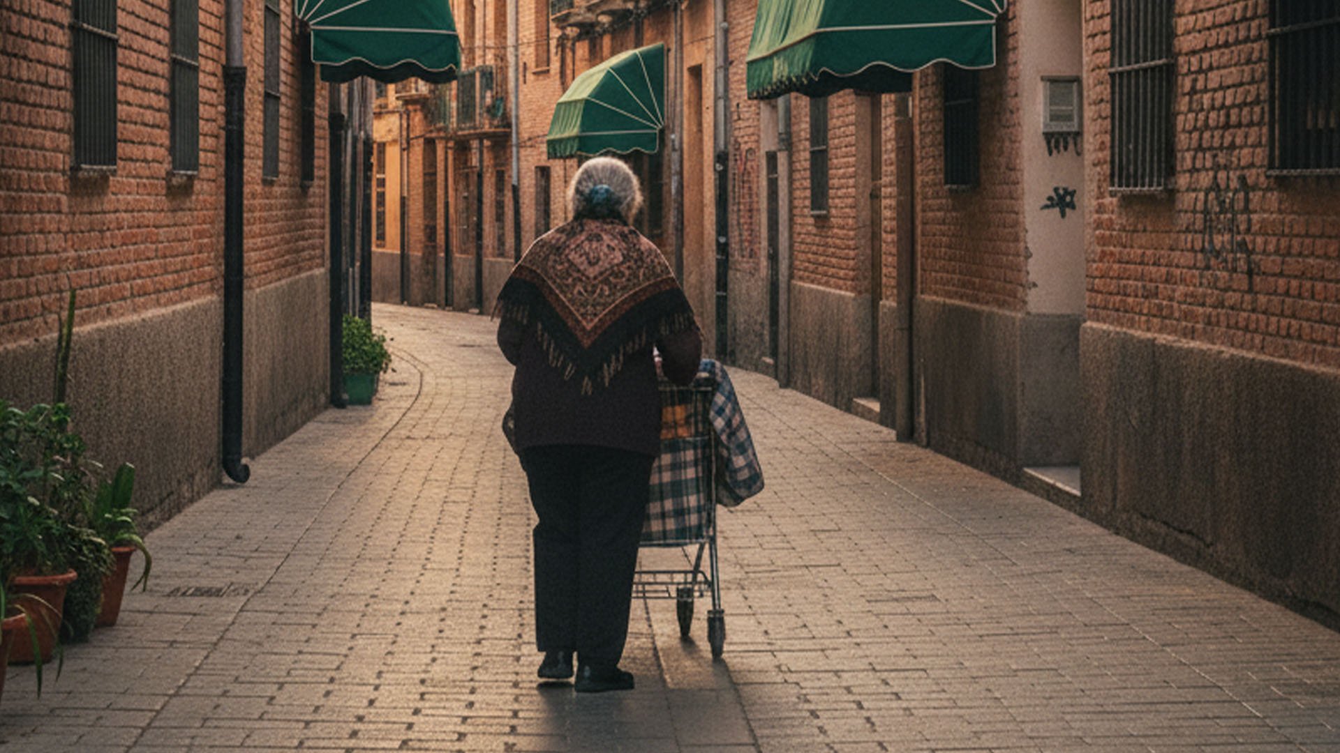 Una señora con un carro.