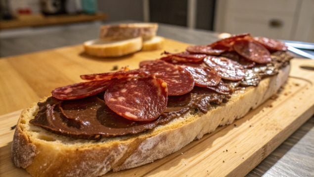 Pan, chorizo, nocilla, merienda