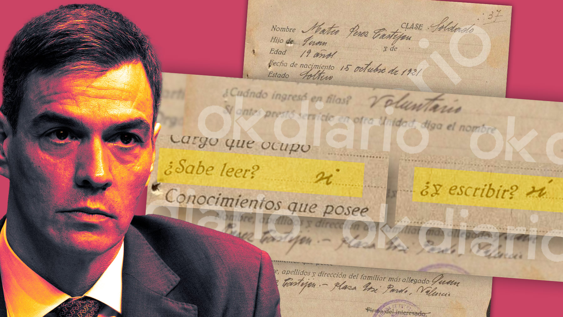 Sánchez dice que su abuelo franquista no sabía leer ni escribir pero este documento demuestra que miente