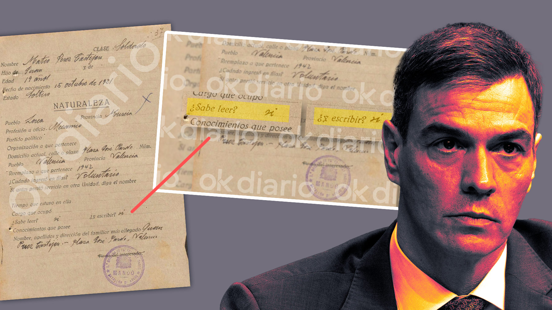 Sánchez dice que su abuelo franquista no sabía leer ni escribir pero este documento demuestra que miente