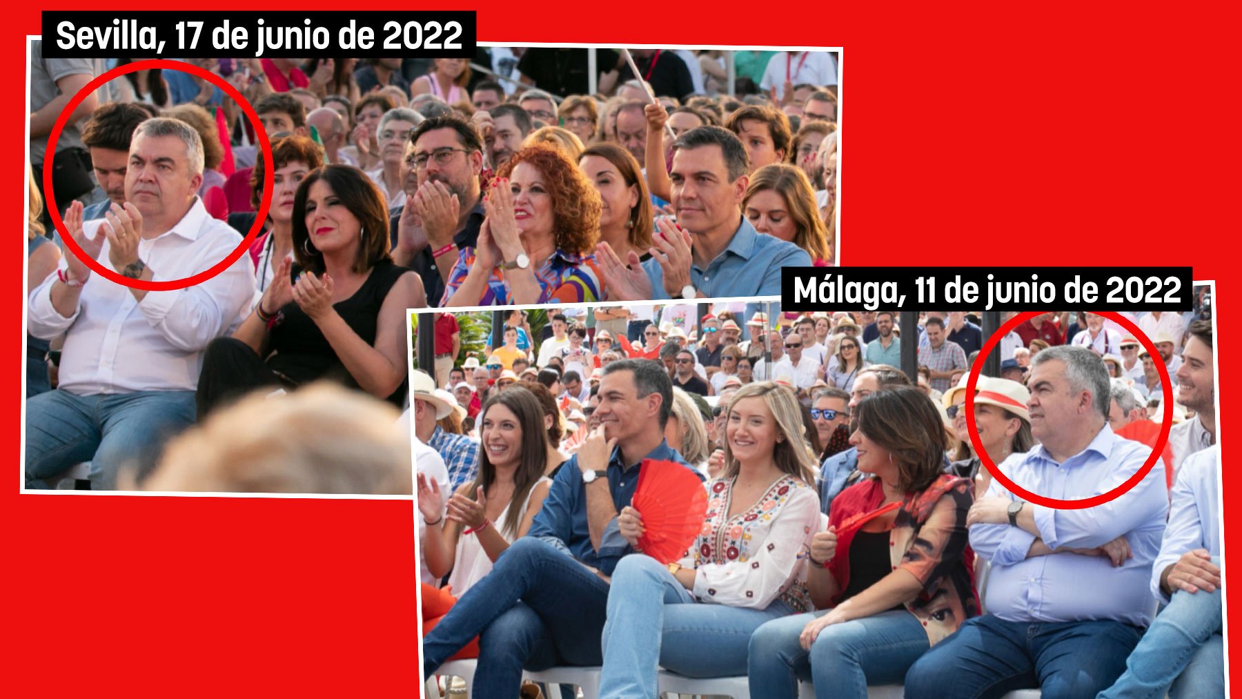 Santos Cerdán con Sánchez en la campaña de las últimas andaluzas.