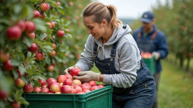 Cogiendo fruta en otoño
