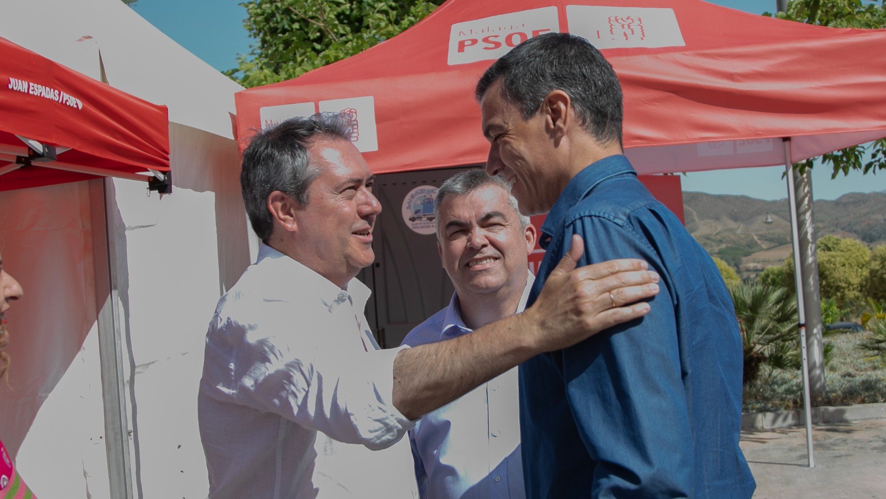 Cerdán con Sánchez y Espadas en Málaga el 11 de junio de 2022. (Foto: PSOE)