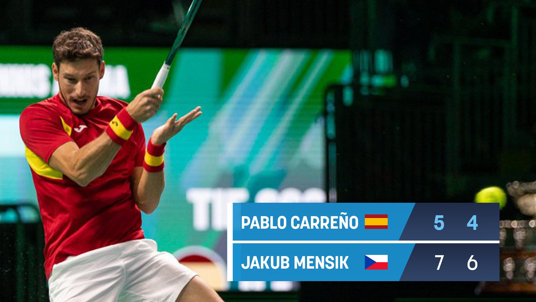 Un combativo Carreño no puede con Mensik y España está contra las cuerdas en la Davis