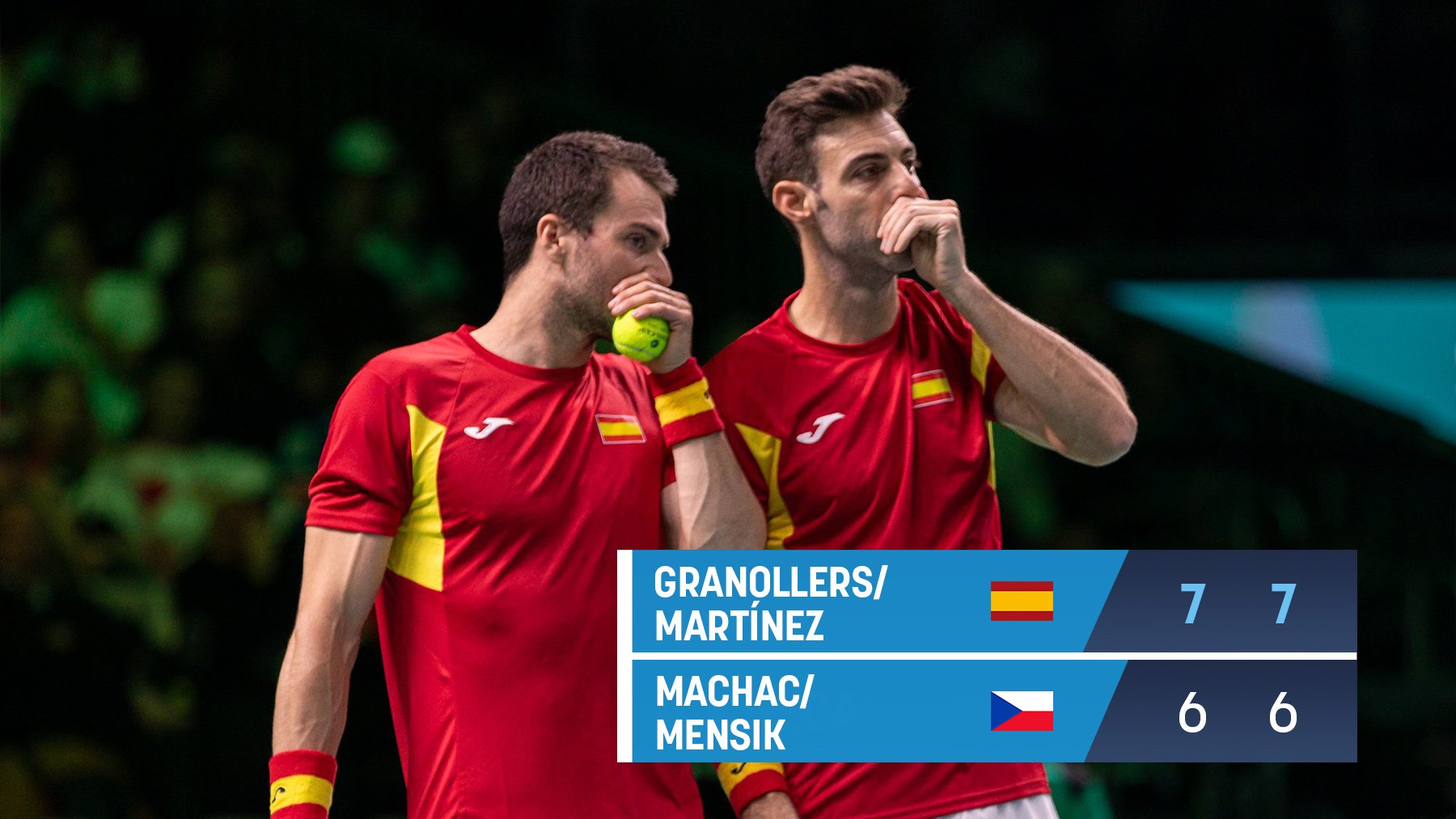 Pedro Martínez y Marcel Granollers, tenistas del equipo español de Copa Davis. (RFET)