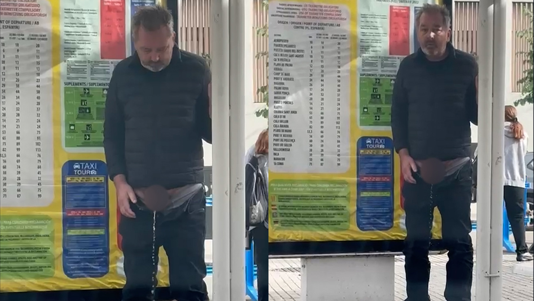 Estupor vecinal en Palma al ver a un hombre orinando a plena luz del día en una parada de taxis