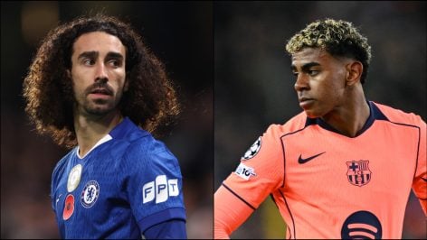 Cucurella a la izquierda y Lamine Yamal a la derecha. (Getty)