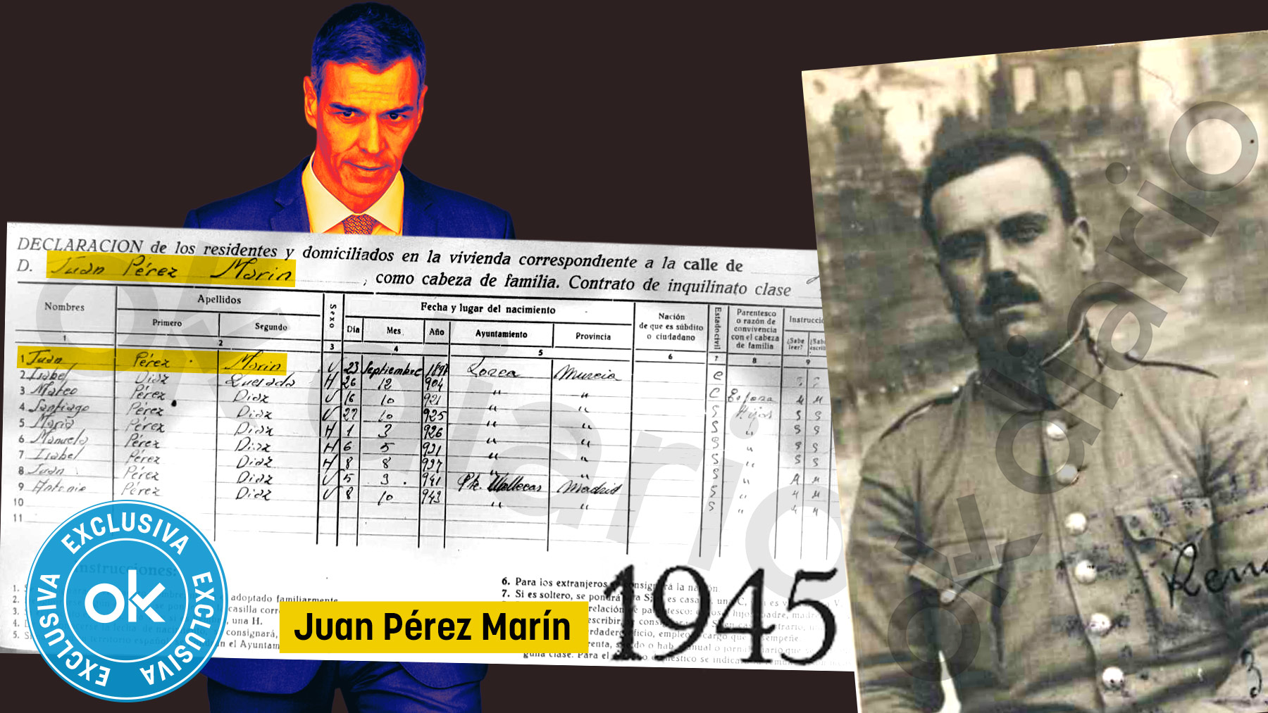 El bisabuelo de Sánchez se quitó el Castejón para huir de la Policía de Franco tras quebrantar su condena