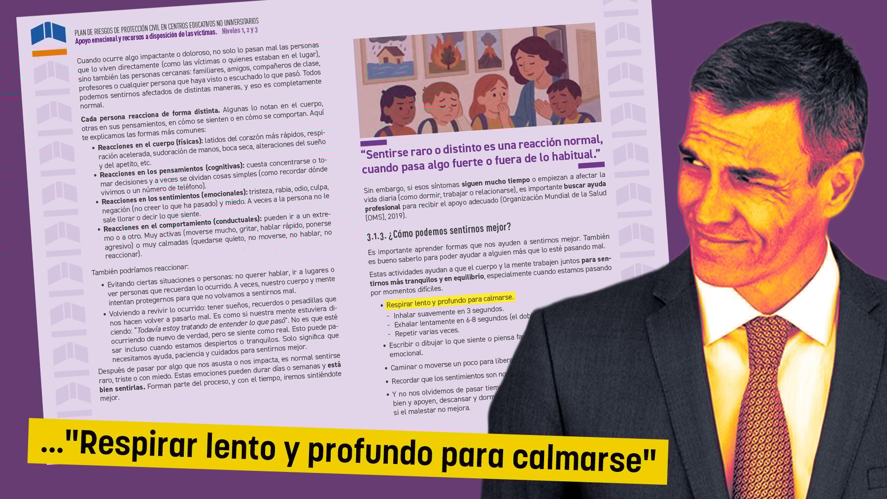 El Gobierno que no avisó de la DANA instruye a los niños para afrontar el duelo: Inhala suavemente