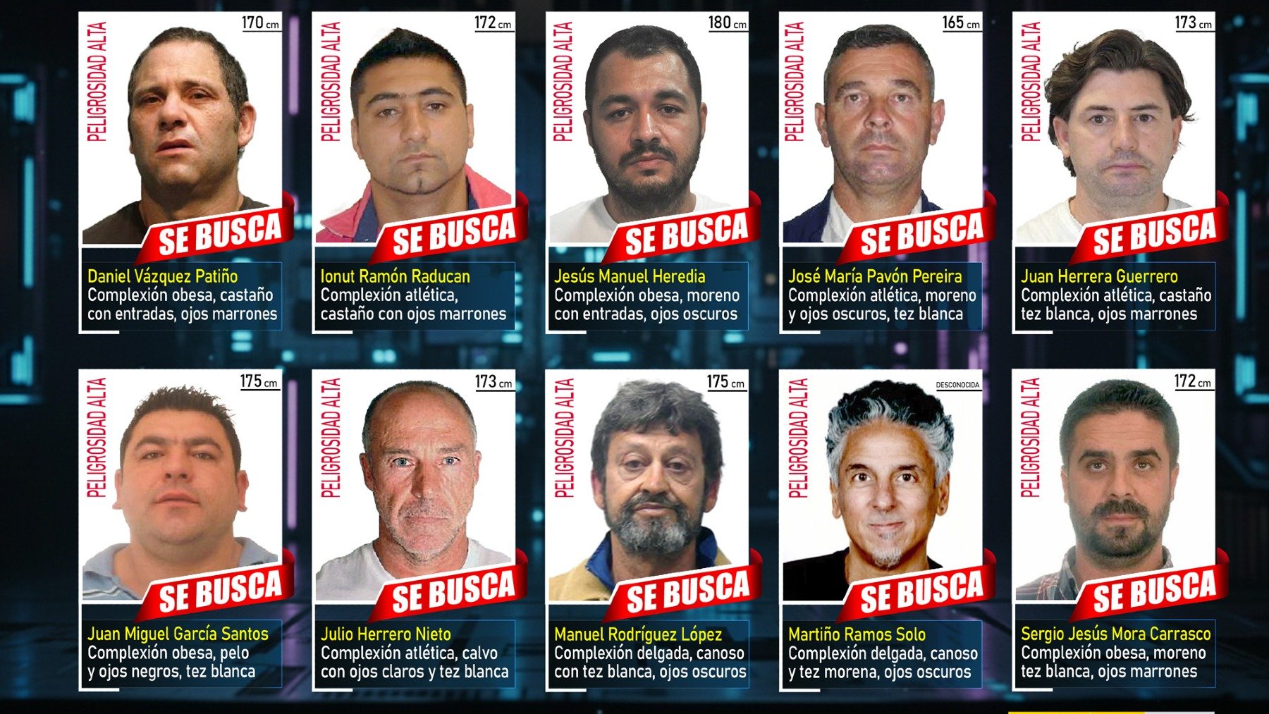 Cuatro andaluces entre los 10 fugitivos más buscados de España: dos narcos, un asesino y un violador