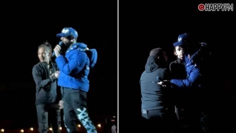 Anuel AA durante los abucheos a Pedro Sánchez en su concierto de Murcia (TikTok).