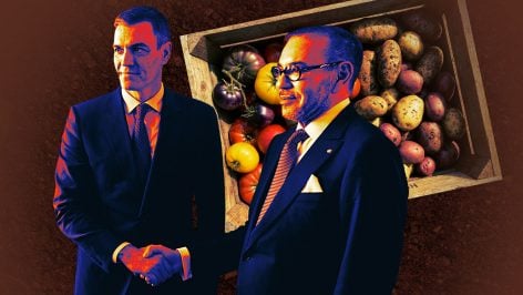 Pedro Sánchez y Mohamed VI.