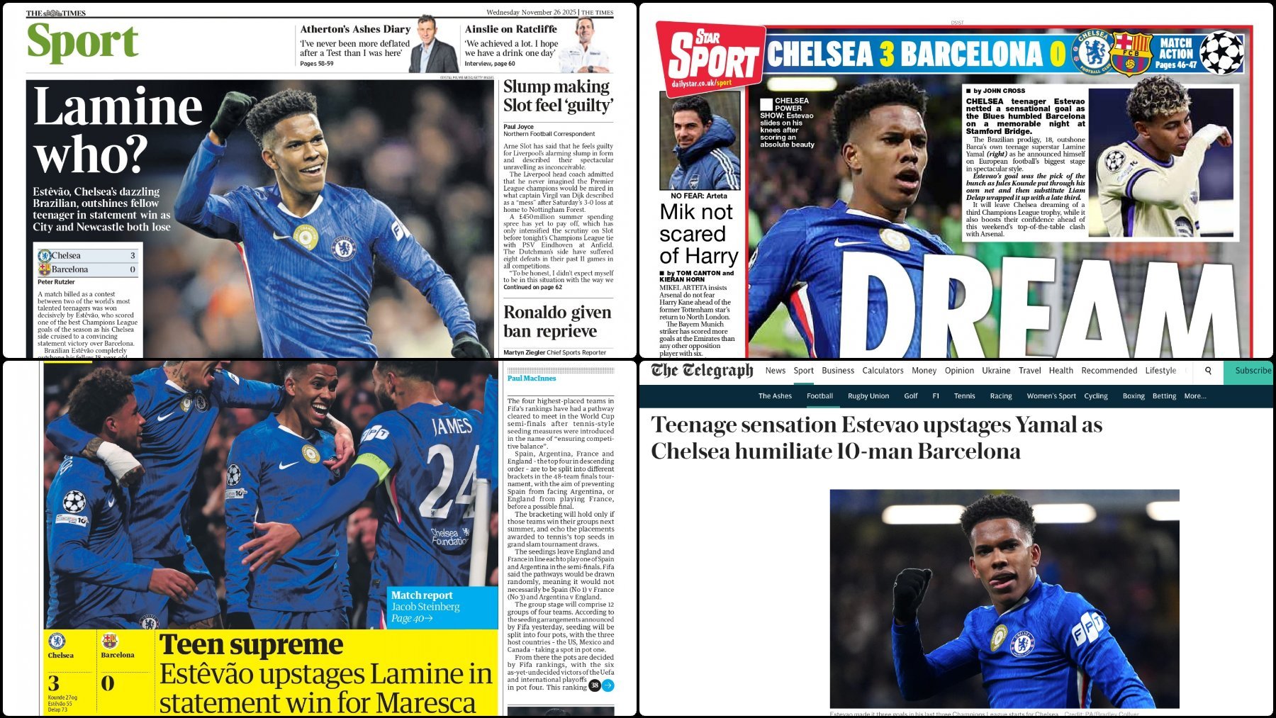 La prensa inglesa se ceba con Yamal tras la humillación del Chelsea al Barça: ¿Lamine who?