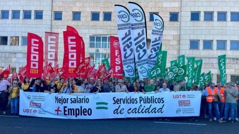 Sindicatos frente al Ministerio de la Función Pública. (Foto: EP)