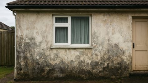 Recreación artística de una casa llena de humedad.