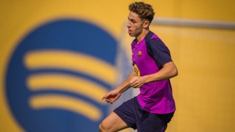 Fermín López, durante un entrenamiento con el Barcelona. (fcbarcelona.cat)
