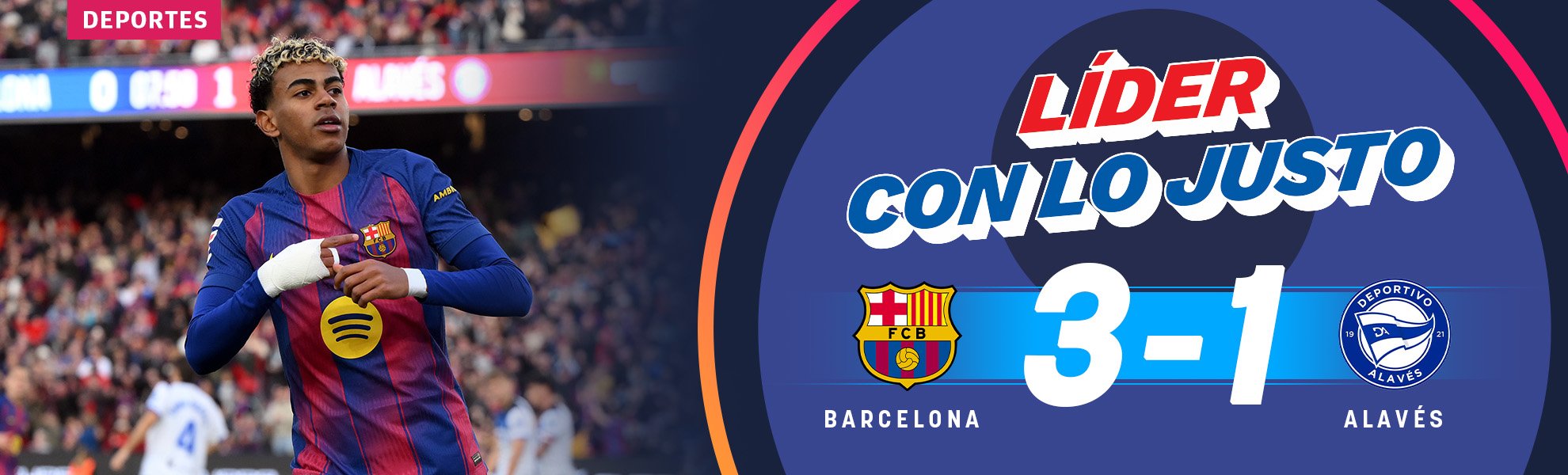 El Barcelona supera al Alavés y alcanza el liderato con lo justo