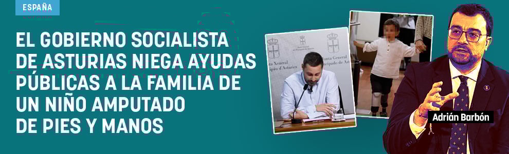 El Gobierno socialista de Asturias niega ayudas públicas a la familia de un niño amputado de pies y manos