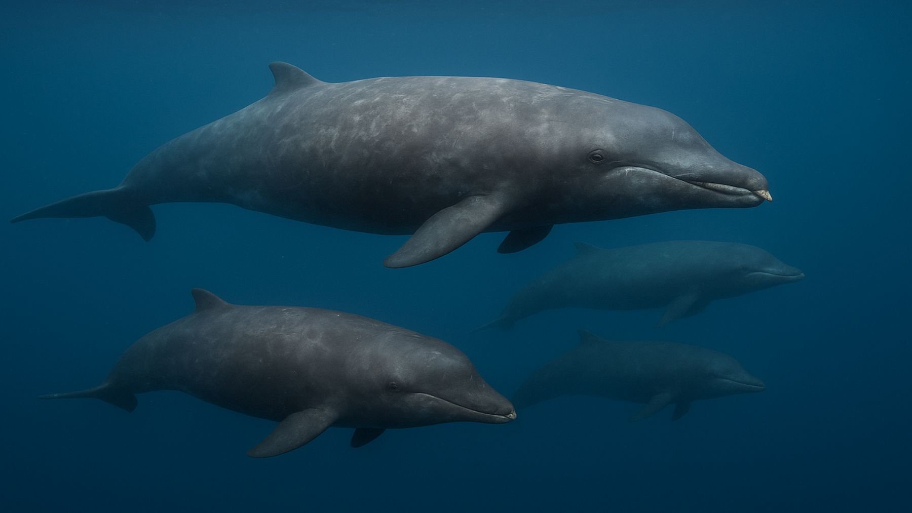 Recreación artística de ballenas.