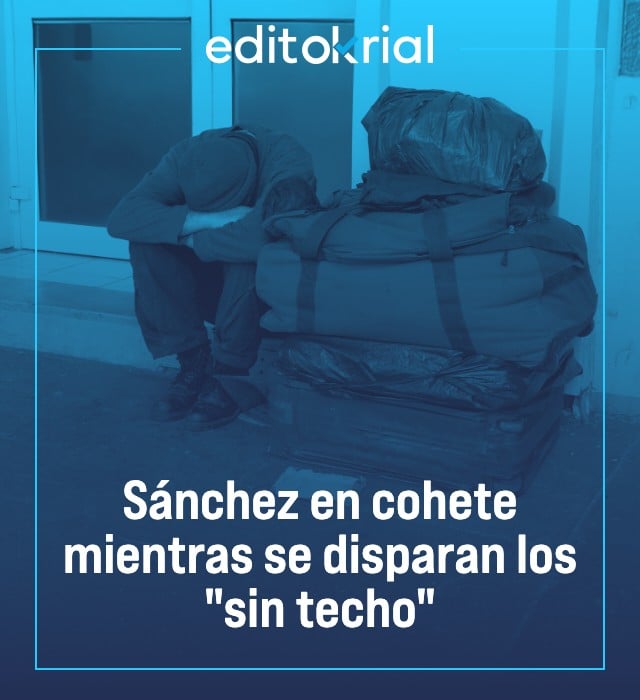 Sánchez en cohete mientras se disparan los sin techo