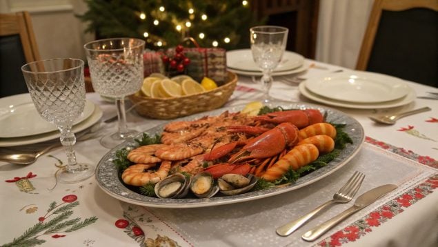 Mariscos, cena de navidad, cena