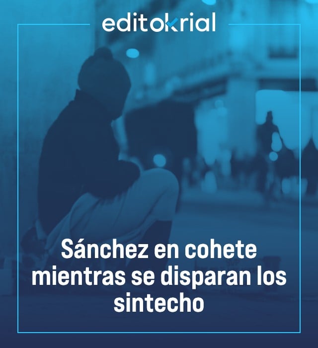 Sánchez en cohete mientras se disparan los sin techo