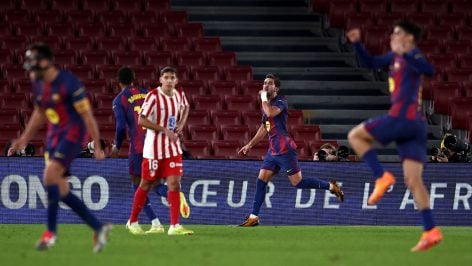 Ferran celebra su gol con el Barcelona. (Getty)