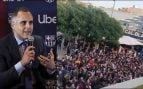 Manel Río dando explicaciones de las colas en el Camp Nou antes del Barcelona-Alavés.