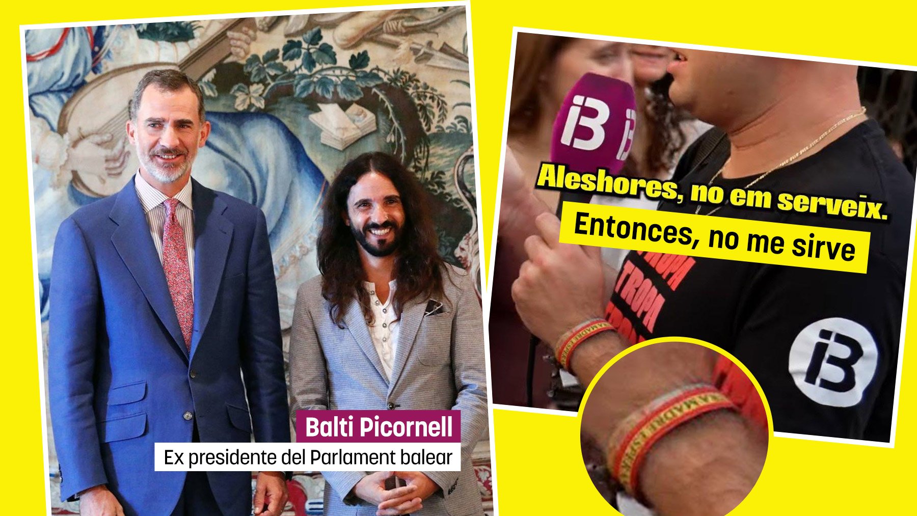 Un ex presidente del Parlament se mofa de un reportero de IB3 por lucir la bandera de España en la muñeca