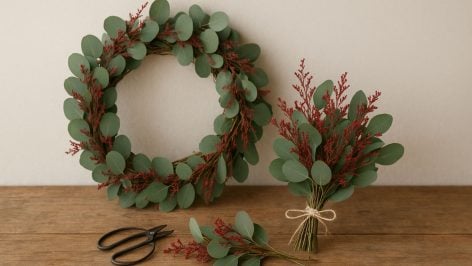 Recreación artística de una corona de Navidad.