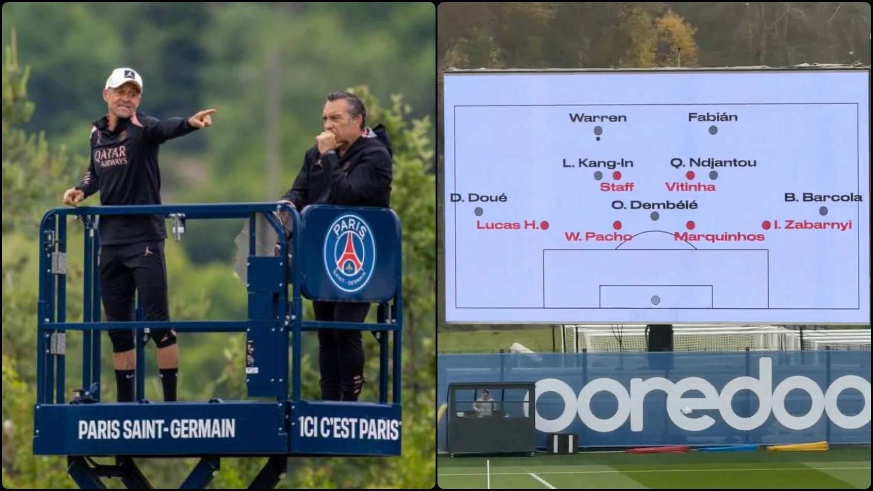 La última locura de Luis Enrique: de los andamios a poner una pizarra gigante en los entrenamientos